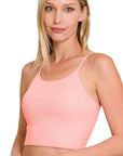 Zenana Ribbed Seamless Cropped Cami with Bra Pads - Online Only