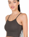 Zenana Ribbed Seamless Cropped Cami with Bra Pads - Online Only