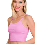 Zenana Ribbed Seamless Cropped Cami with Bra Pads - Online Only