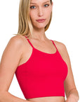 Zenana Ribbed Seamless Cropped Cami with Bra Pads - Online Only