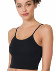 Zenana Ribbed Seamless Cropped Cami with Bra Pads - Online Only