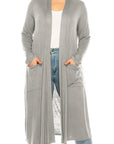 Plus Size Solid Duster Cardigan