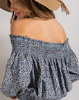 Animal Print Smocked Off Shoulder Top - Online Only