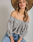 Animal Print Smocked Off Shoulder Top - Online Only