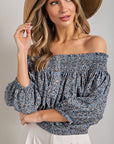 Animal Print Smocked Off Shoulder Top - Online Only