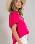 Eesome V-Neck Puff Sleeve Blouse - Online Only