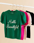 Gilli Hello Beautiful Short Sleeve Sweater Top