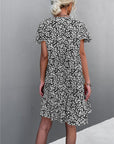 Floral Short Sleeve V Neck Midi Length Dress