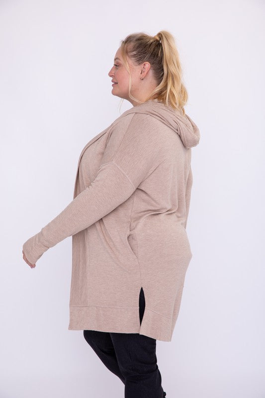 Mono B Curvy Longline Hooded Cardigan with Pockets