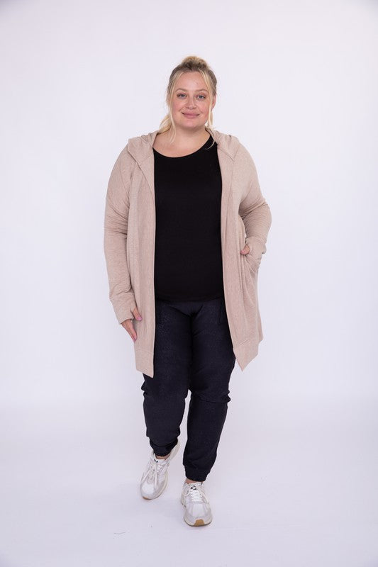 Mono B Curvy Longline Hooded Cardigan with Pockets