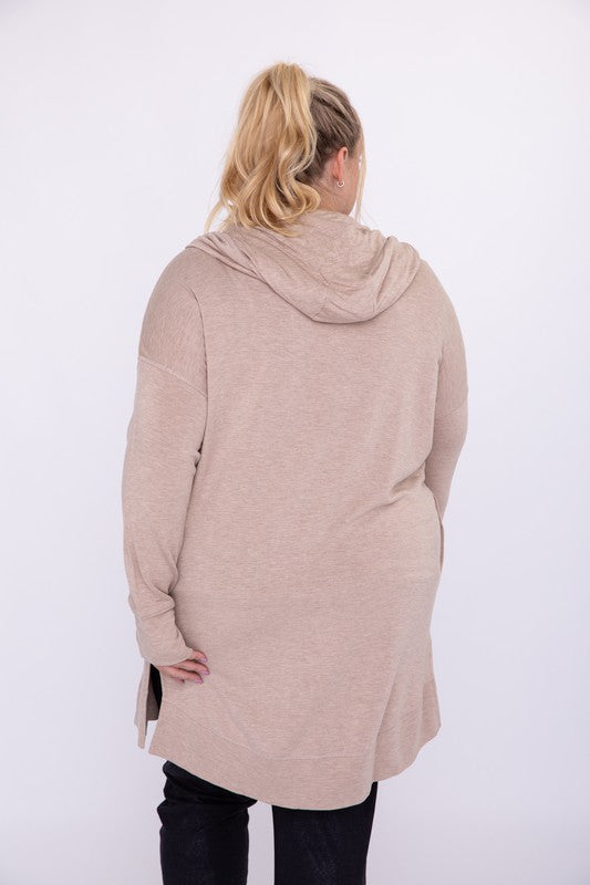 Mono B Curvy Longline Hooded Cardigan with Pockets
