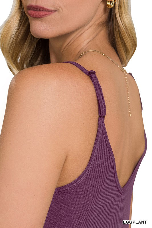 Zenana Ribbed Half Snap Cami Top