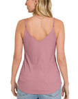 Zenana Ribbed Half Snap Cami Top - My Pampered Life Seattle