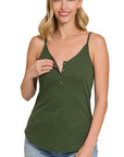 Zenana Ribbed Half Snap Cami Top - My Pampered Life Seattle