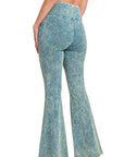 Zenana Acid Wash High Waist Raw Edge Hem Pants - Online Only