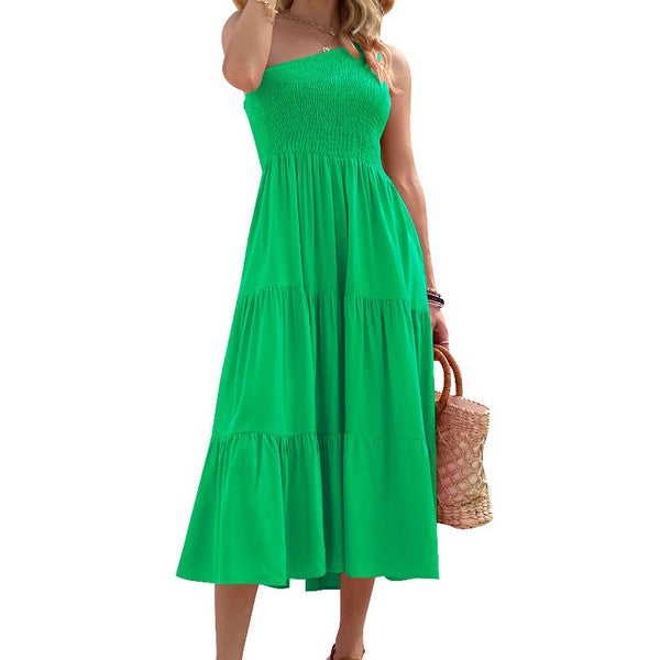 Miss Sparkling |Solid One-Shoulder Dress