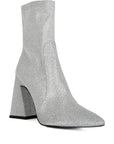 Hustlers Shimmer Block Heeled Ankle Boots