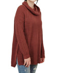 Cowl Neck Oversized Pop-Corn Knit Tunic Sweater