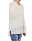 Cowl Neck Oversized Pop-Corn Knit Tunic Sweater