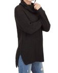 Cowl Neck Oversized Pop-Corn Knit Tunic Sweater