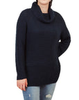 Cowl Neck Oversized Pop-Corn Knit Tunic Sweater