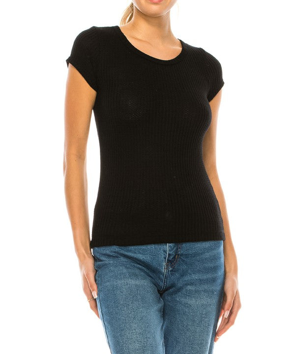 Fabina Bamboo Waffle Basic Top