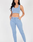 French Terry Cropped Tank Top & Joggers Set