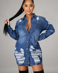 Sexy Denim Jacket Dress by Claude