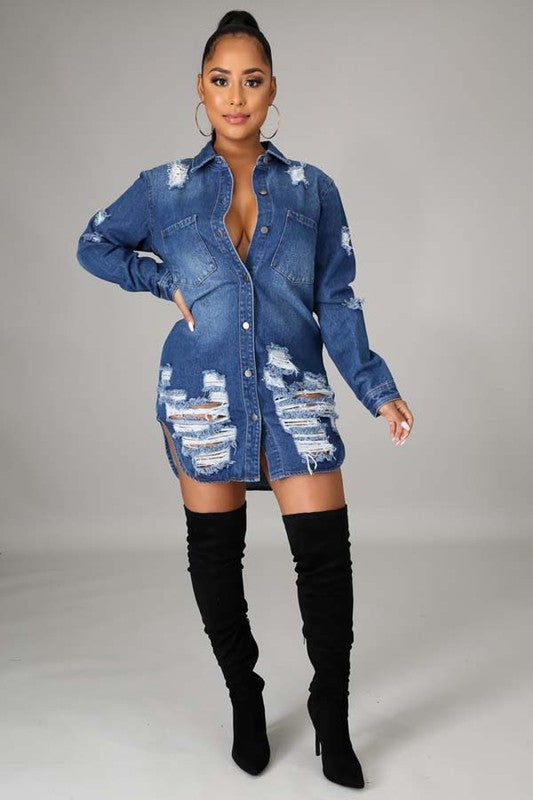 Sexy Denim Jacket Dress by Claude