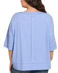 Zenana Plus Rib Boat Neck Dolman Sleeve Top w Front Seam - My Pampered Life Seattle