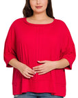 Zenana Plus Rib Boat Neck Dolman Sleeve Top w Front Seam - My Pampered Life Seattle