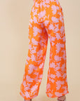 Lumiere Tropical Print Wide Pants With Self Tie Drawstring