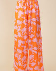 Lumiere Tropical Print Wide Pants With Self Tie Drawstring