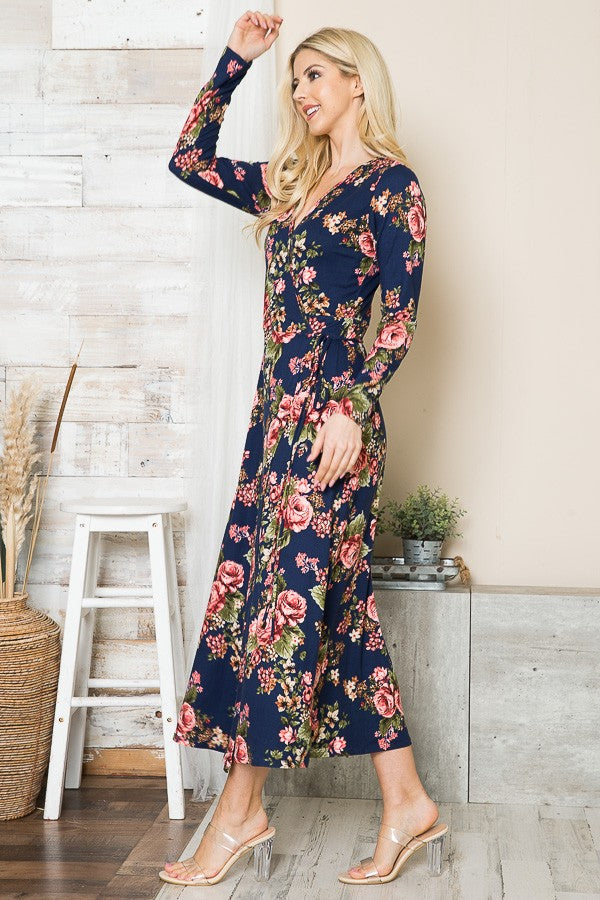 Rosalie Floral True Wrap Maxi Dress