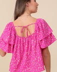 Lumiere Smocked Square Neck Floral Blouse - My Pampered Life Seattle