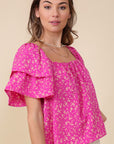 Lumiere Smocked Square Neck Floral Blouse - My Pampered Life Seattle