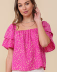 Lumiere Smocked Square Neck Floral Blouse - My Pampered Life Seattle