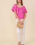 Smocked Square Neck Floral Blouse - Online Only