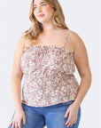 Zenobia Plus Size Frill Floral Square Neck Cami