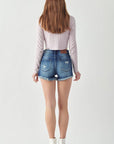 Artemis Vintage Mid Rise Patch Detail Short