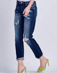 Artemis Vintage Mid Rise Stretch Boyfriend Patch Jeans