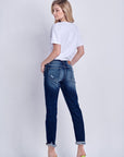 Artemis Vintage Mid Rise Stretch Boyfriend Patch Jeans