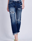 Artemis Vintage Mid Rise Stretch Boyfriend Patch Jeans