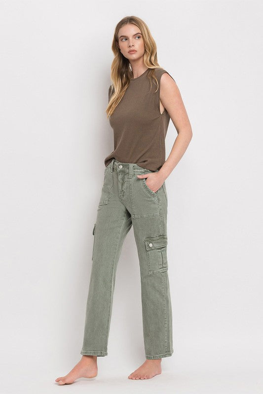 VERVET by Flying Monkey High Rise Cargo Straight Jeans