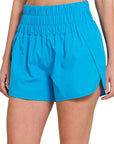 Zenana Windbreaker Smocked Running Shorts - Online Only