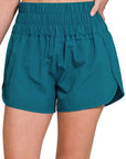 Zenana Windbreaker Smocked Running Shorts - Online Only