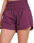 Zenana Windbreaker Smocked Running Shorts - Online Only