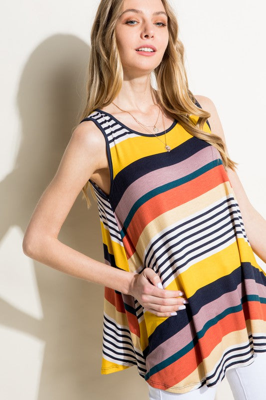 e Luna Multi Stripe Jersey Tank Top