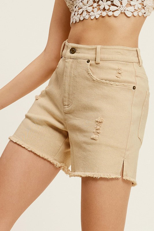 La Miel Casual Washed Denim Shorts with Pockets