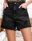 La Miel Casual Washed Denim Shorts with Pockets